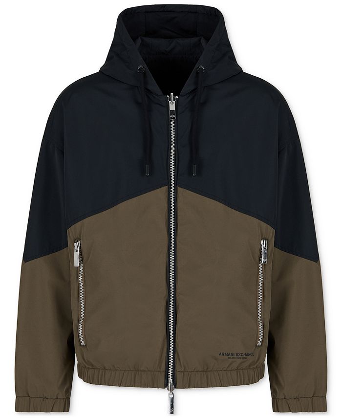 A X Armani Exchange Men s Reversible Zip Front Two Tone Hooded