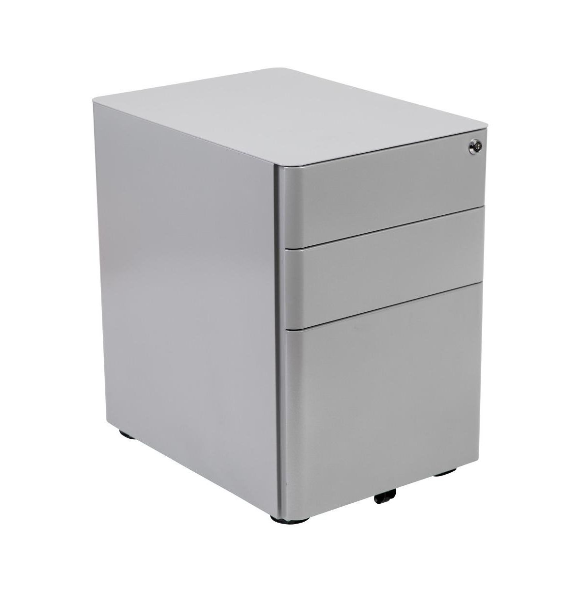 Emma+oliver Modern 3-drawer Mobile Locking Filing Cabinet Storage Organizer In Gray