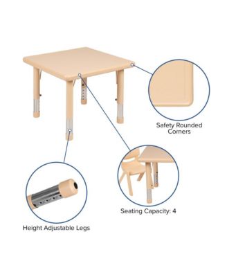 24" Square Plastic Height Adjustable Activity Table