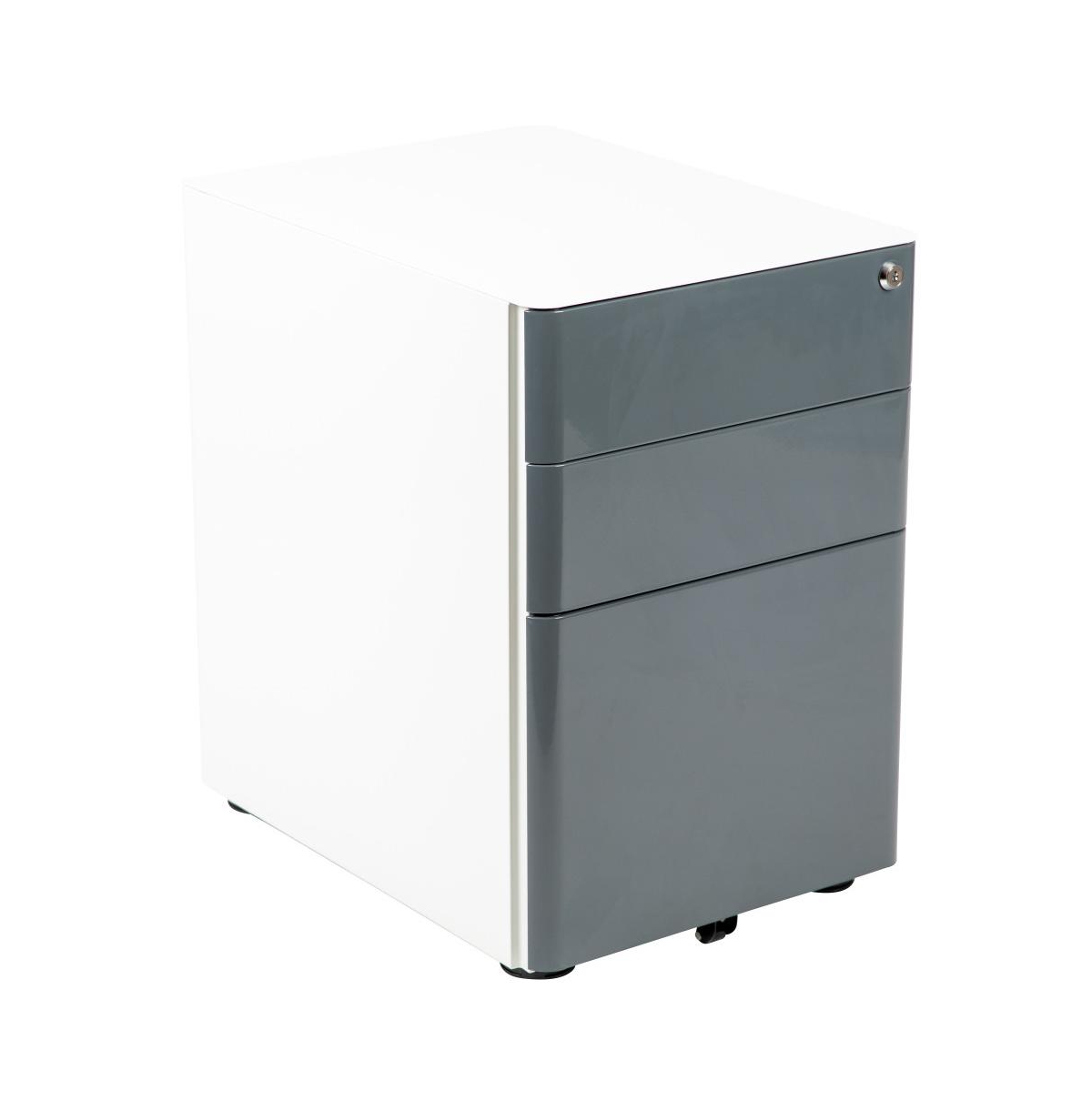 Emma+oliver Modern 3-drawer Mobile Locking Filing Cabinet Storage Organizer In White And Charcoal