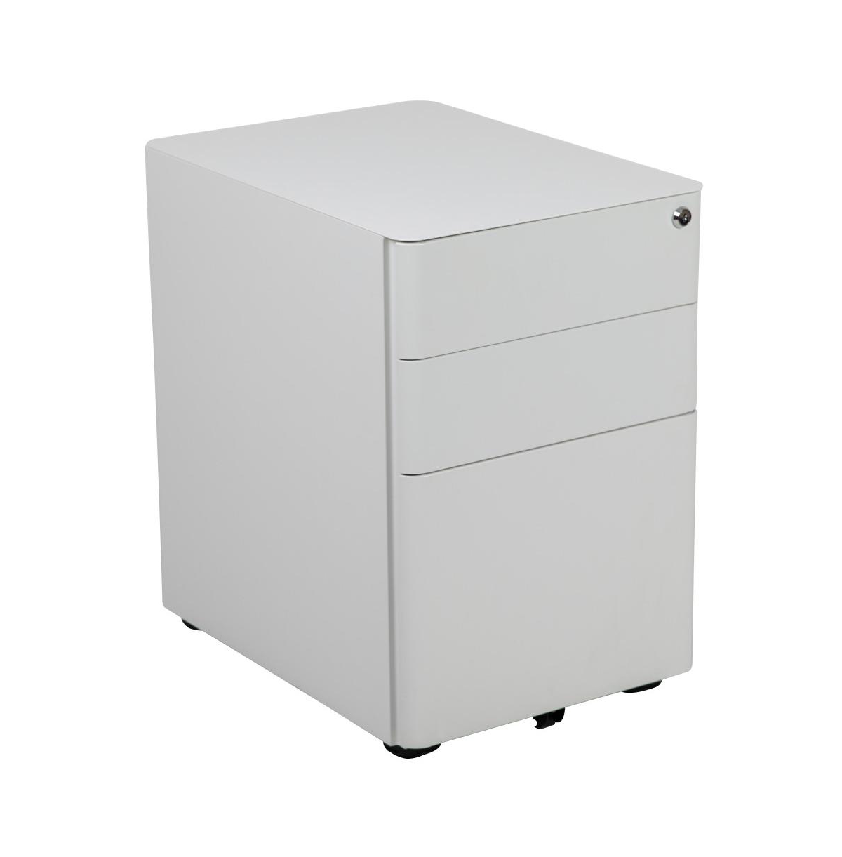 Emma+oliver Modern 3-drawer Mobile Locking Filing Cabinet Storage Organizer In White