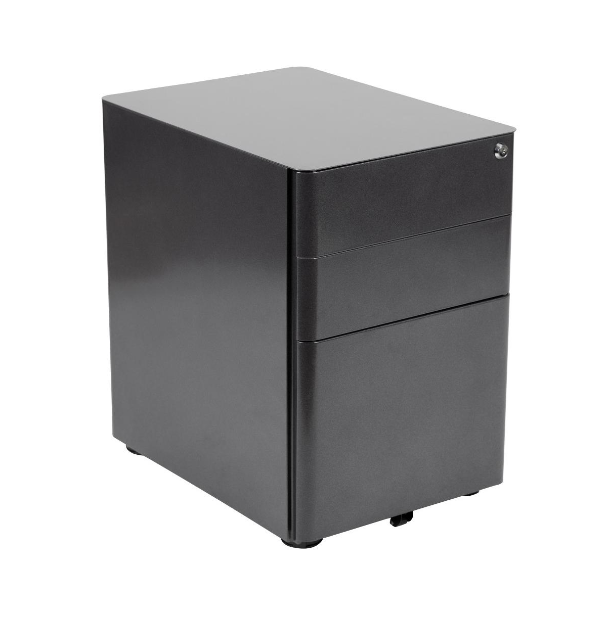 Emma+oliver Modern 3-drawer Mobile Locking Filing Cabinet Storage Organizer In Black