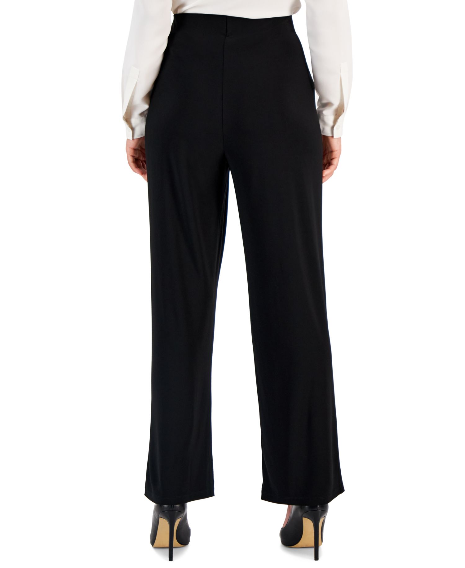 Women's Solid Interlock Twist Yarn Wide Leg Knit Pants