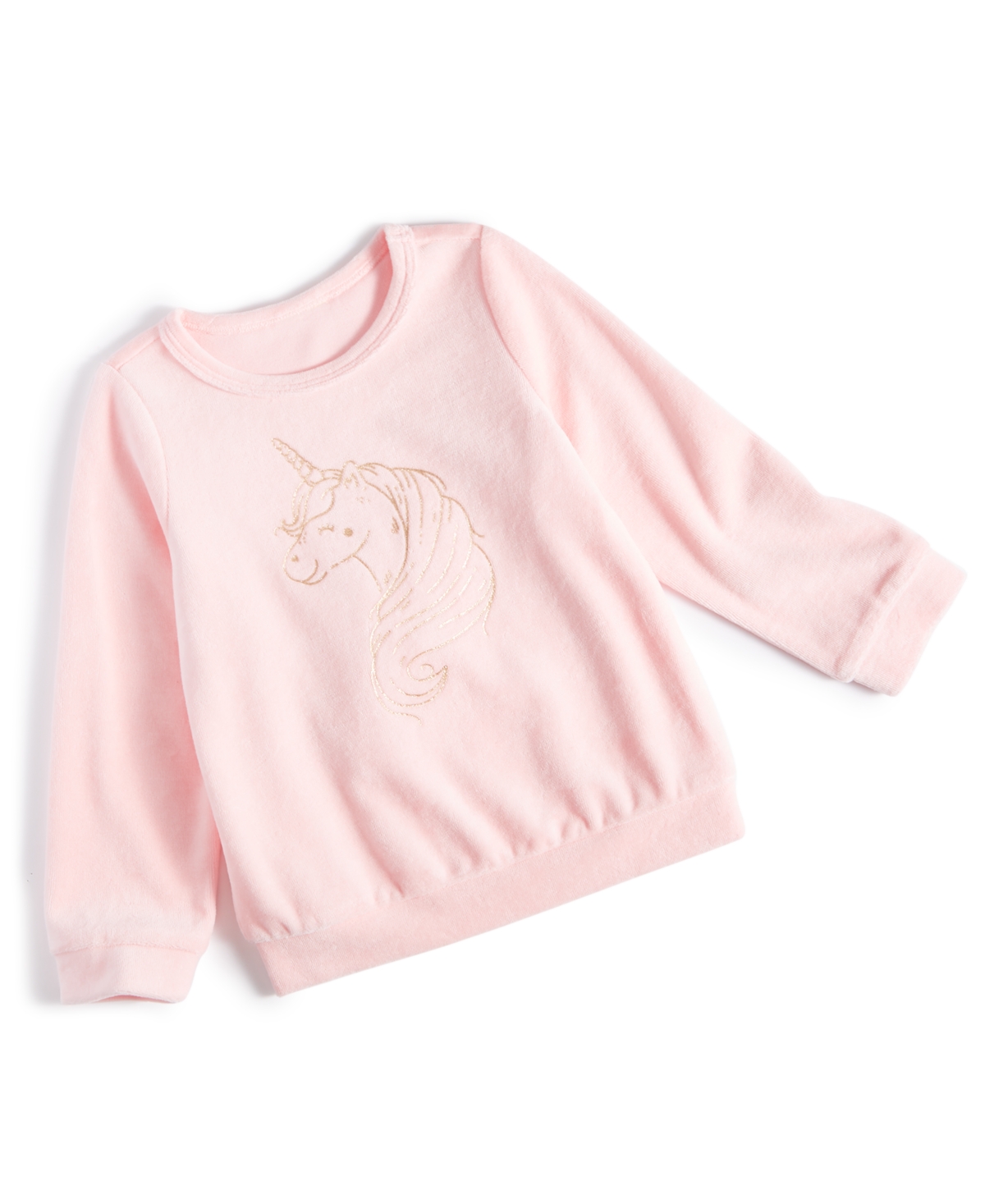 First Impressions Kids' Toddler Girls Unicorn Velour Top, Created For Macy's In Creamy Berry