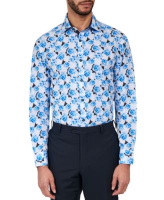 Society of Threads - Men's Regular-Fit Floral Performance Dress Shirt