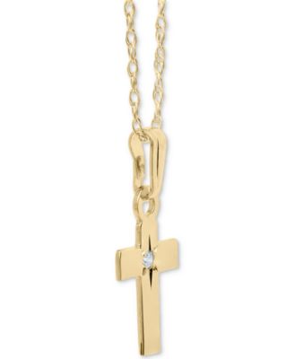 Children's Diamond Accent Cross 15" Pendant Necklace in 14k Gold