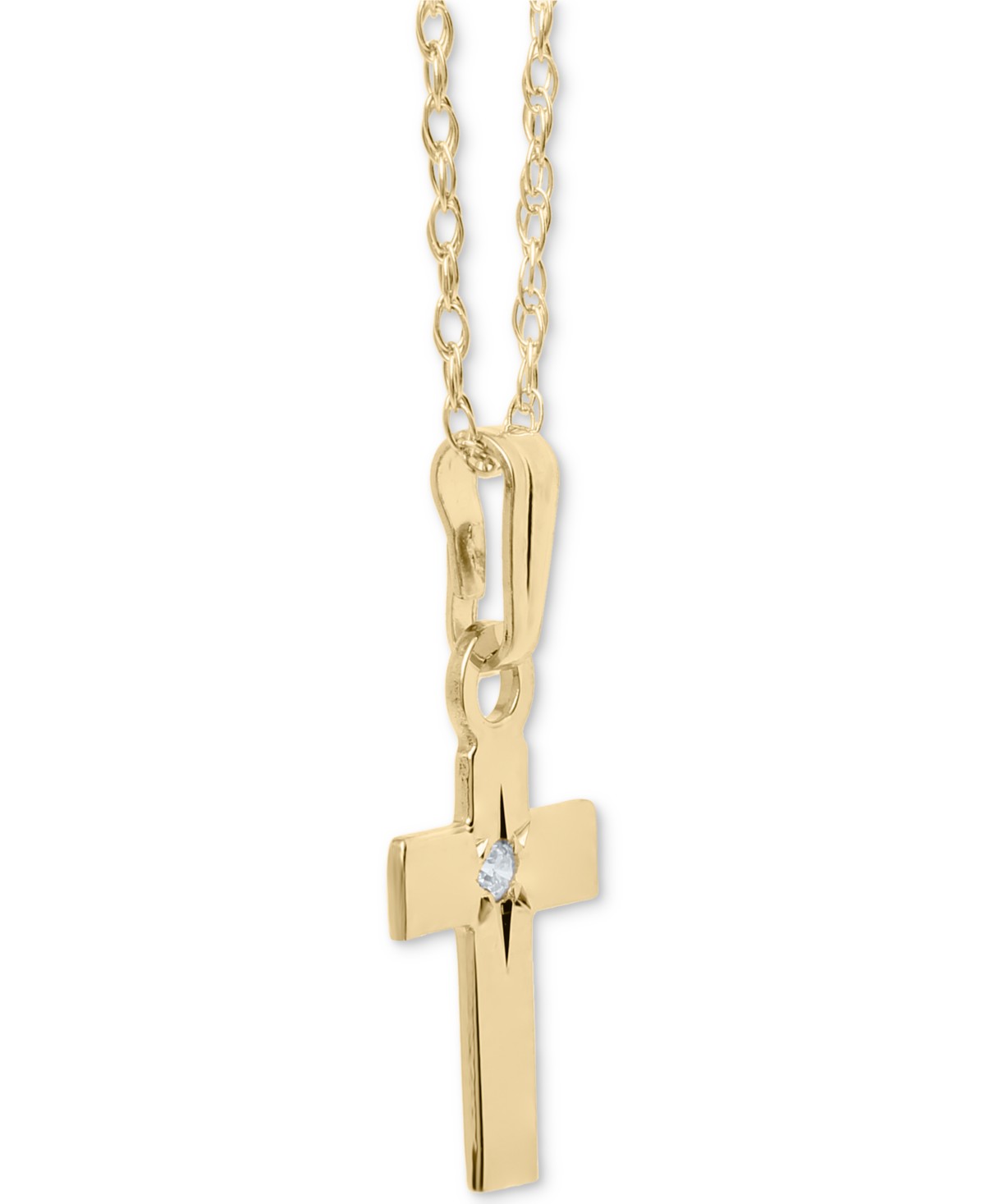 Детские Macy's Children's Diamond Accent Cross 15" Pendant Necklace in 14k Gold — фото 1