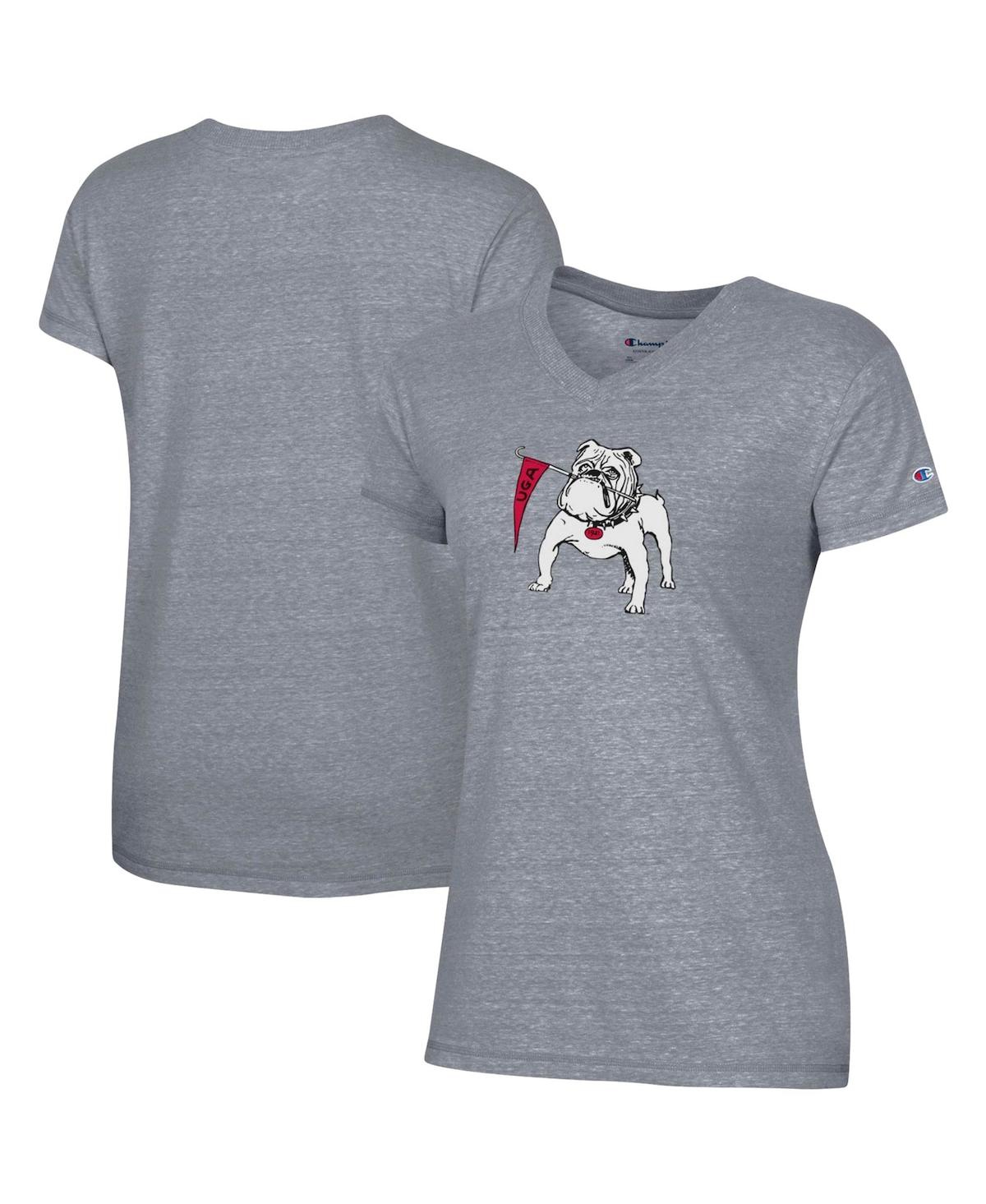 Shop Champion Women's  Gray Georgia Bulldogs Vault Logo V-neck T-shirt