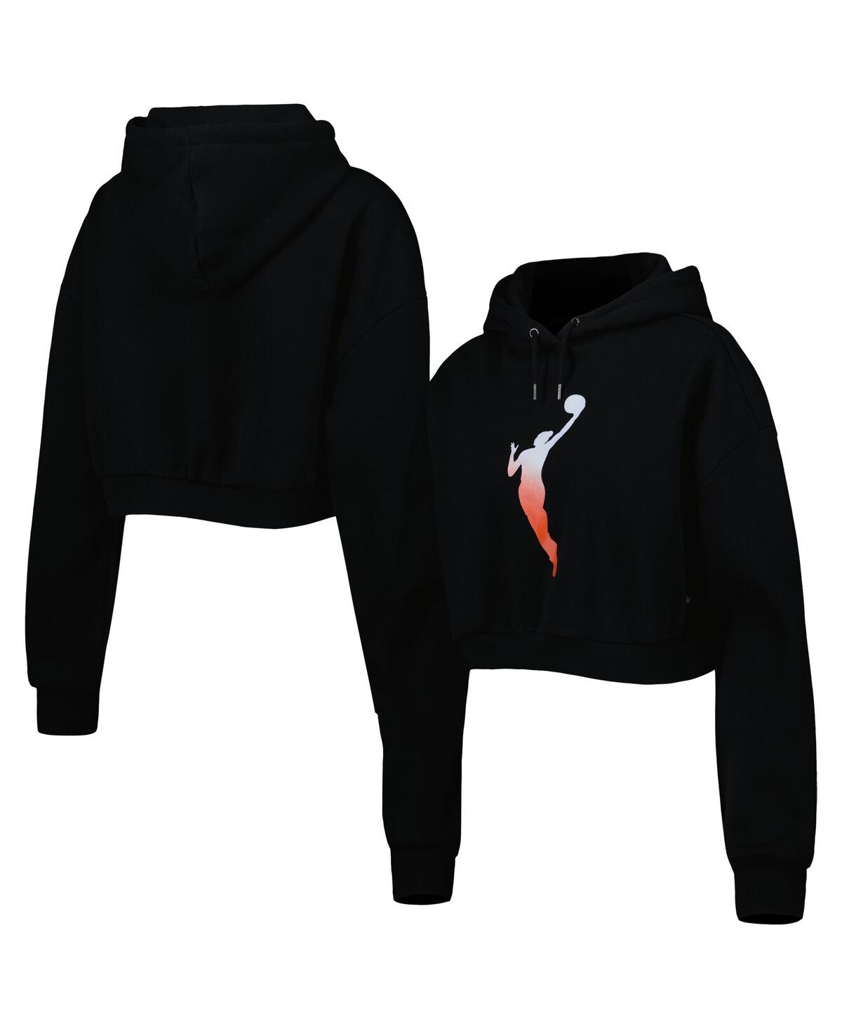 Shop The Wild Collective Women's  Black Wnba Logowoman Cropped Pullover Hoodie