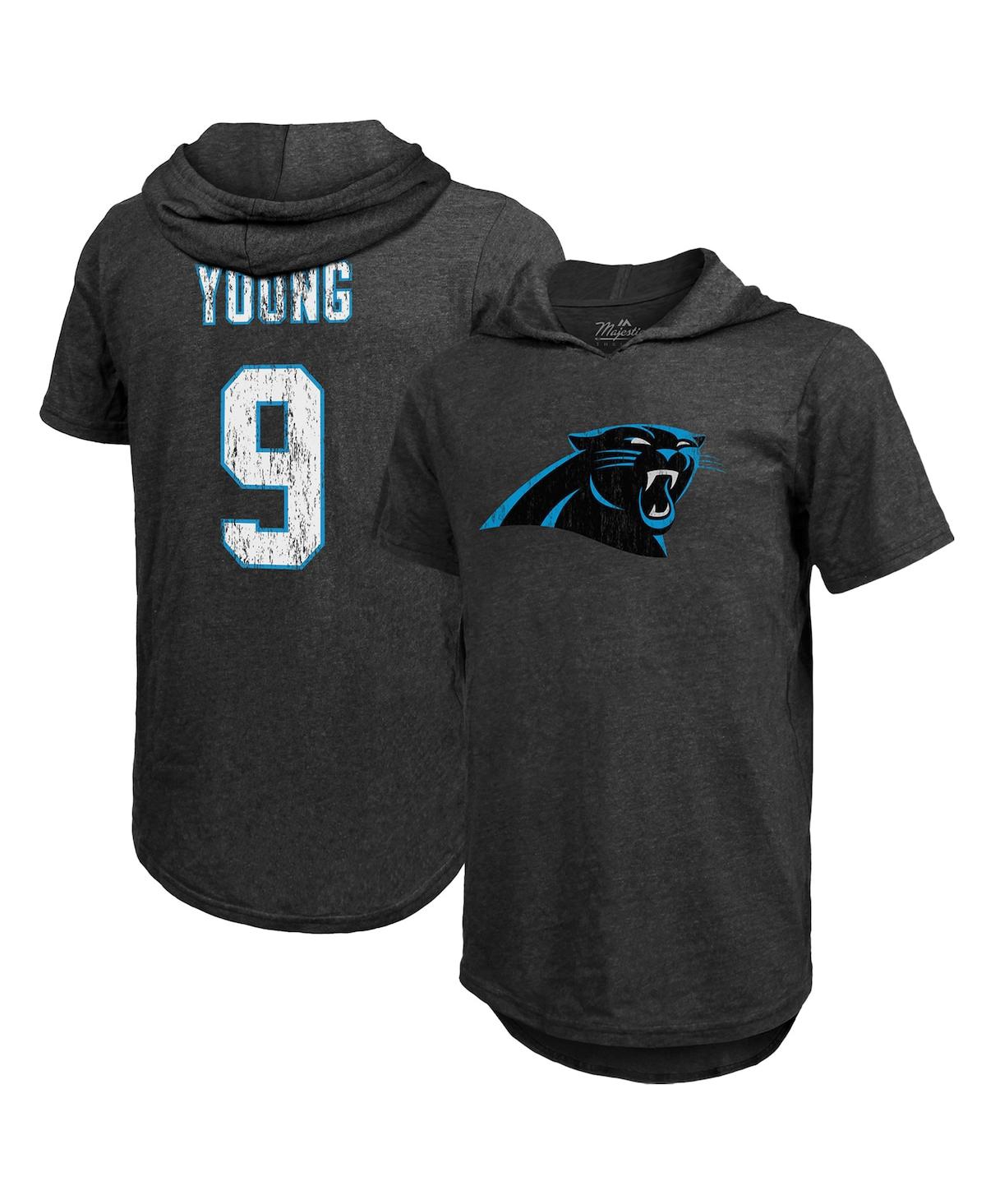 Men's Majestic Threads Bryce Young Black Carolina Panthers Player Name and Number Tri-Blend Hoodie T-shirt - Black