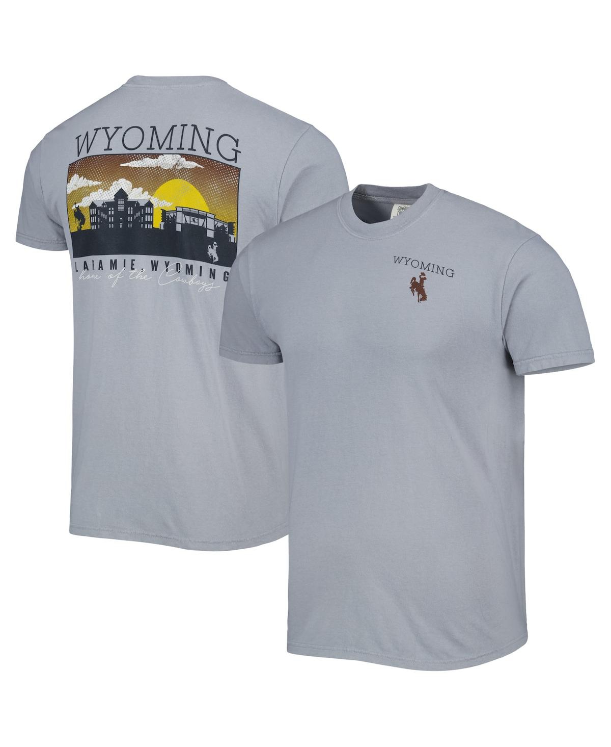 IMAGE ONE MEN'S GRAY WYOMING COWBOYS CAMPUS SCENERY COMFORT COLOR T-SHIRT