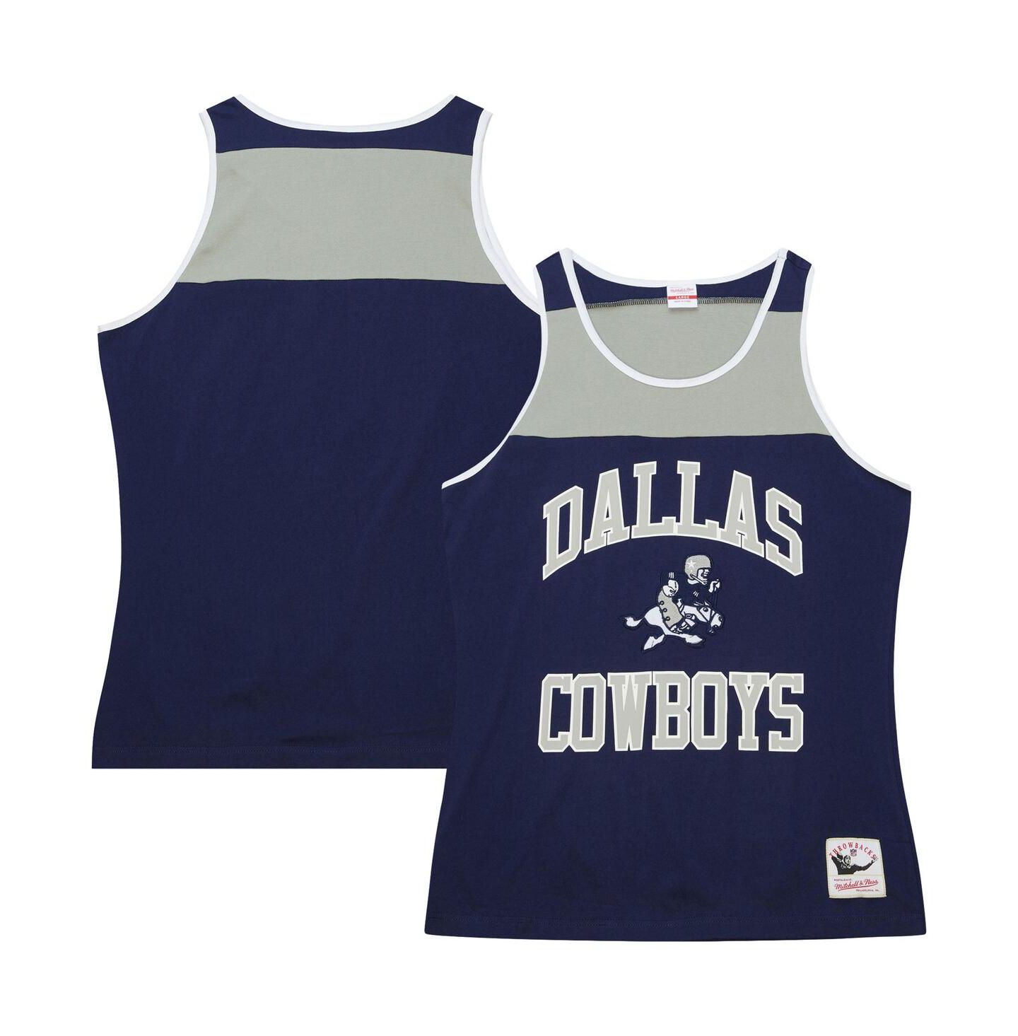 Мужской топ Mitchell & Ness Navy and Gray Dallas Cowboys Heritage Colorblock — фото 2