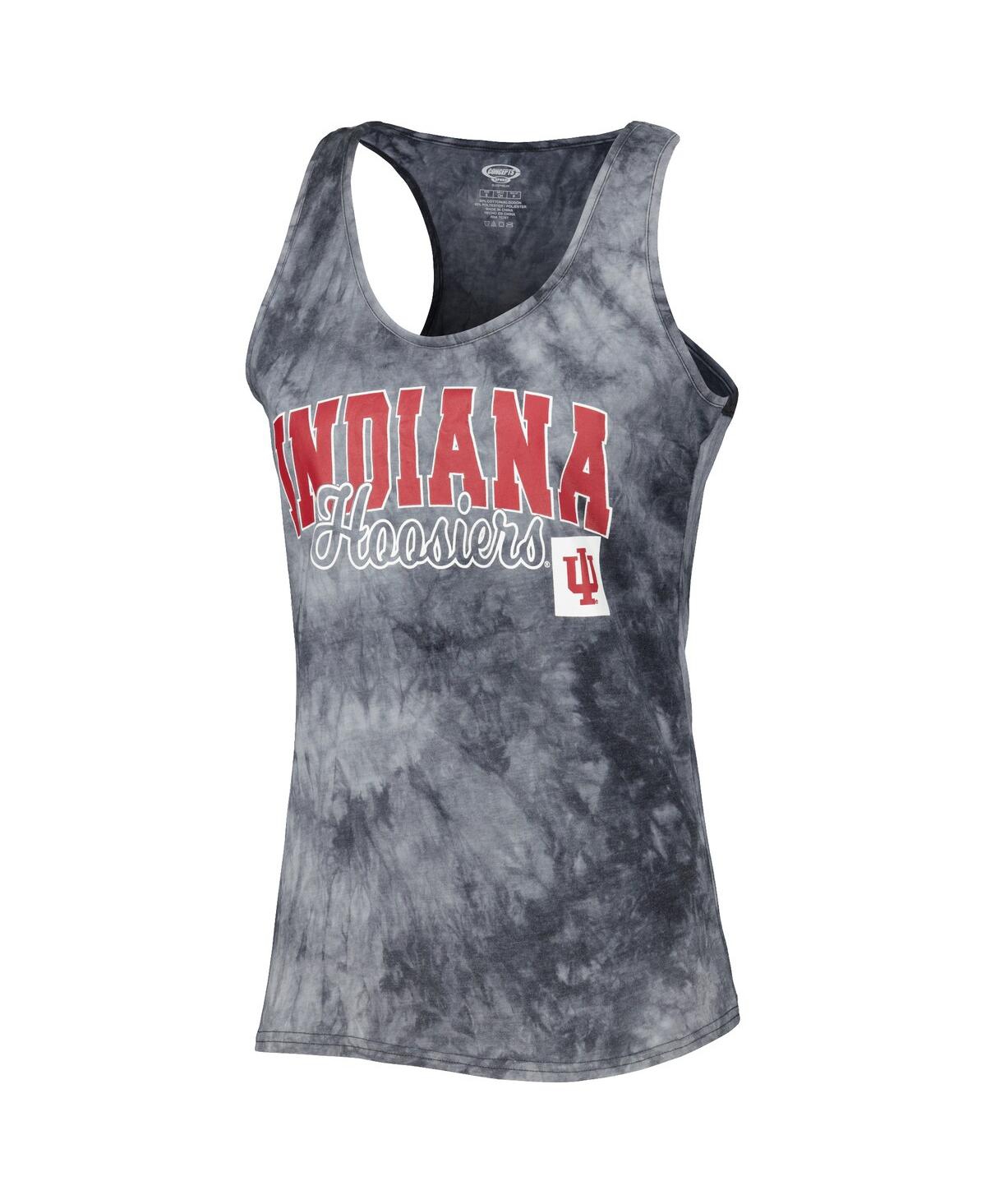 CONCEPTS SPORT WOMEN'S CONCEPTS SPORT CHARCOAL INDIANA HOOSIERS BILLBOARD TIE-DYE TANK TOP AND SHORTS SLEEP SET 