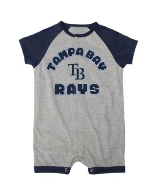 Infant Boys and Girls Heather Gray Tampa Bay Rays Extra Base Hit Raglan Full-Snap Romper