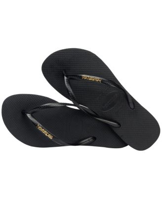 Women's Slim Logo Metallic Slip On Sandals
