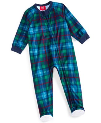 Family Pajamas - Baby Plaid One-Piece Footed Pajamas
