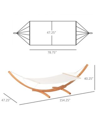 1-Person Hammock with Stand Set for Outside & Inside, 154" x 47" Wooden Frame, Cotton Fabric Bed, Safety Cords, 330 lbs. Weight Capacity, Indoor Outdoor Standalone