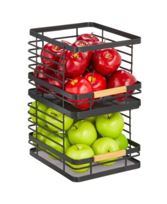 Metal Wire Stackable Food Storage Bin Basket - 2 Pack