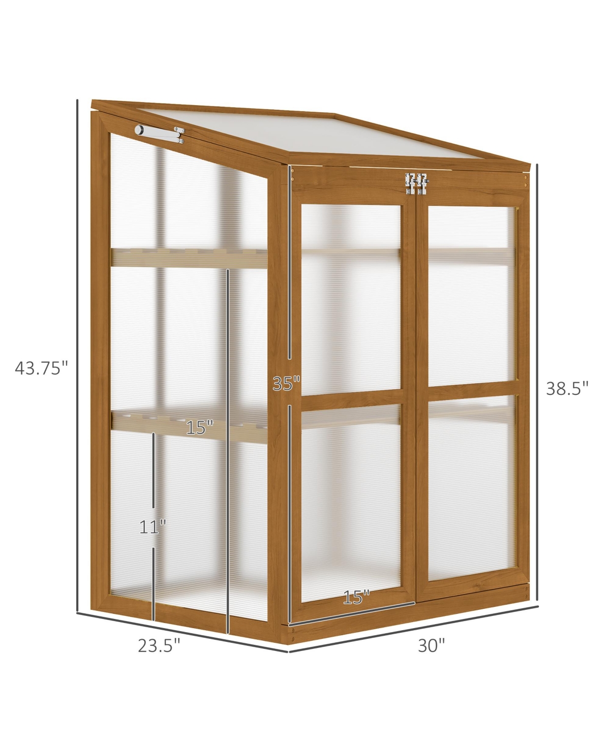 Outsunny Wooden Cold Frame Greenhouse Small Mini Planter Box for Outdoor and Indoor, 30