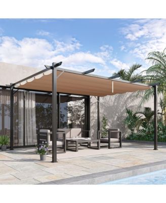 10' x 13' Pergola with Retractable Shade Canopy, Aluminum,