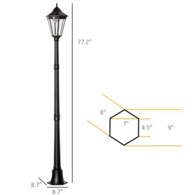 77" Outdoor Solar Light Post, Motion Activated Lamp,