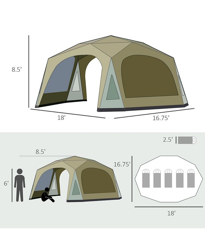 Outsunny 20 Person Camping Tent, Outdoor Tent with 2 Doors, Screen Room