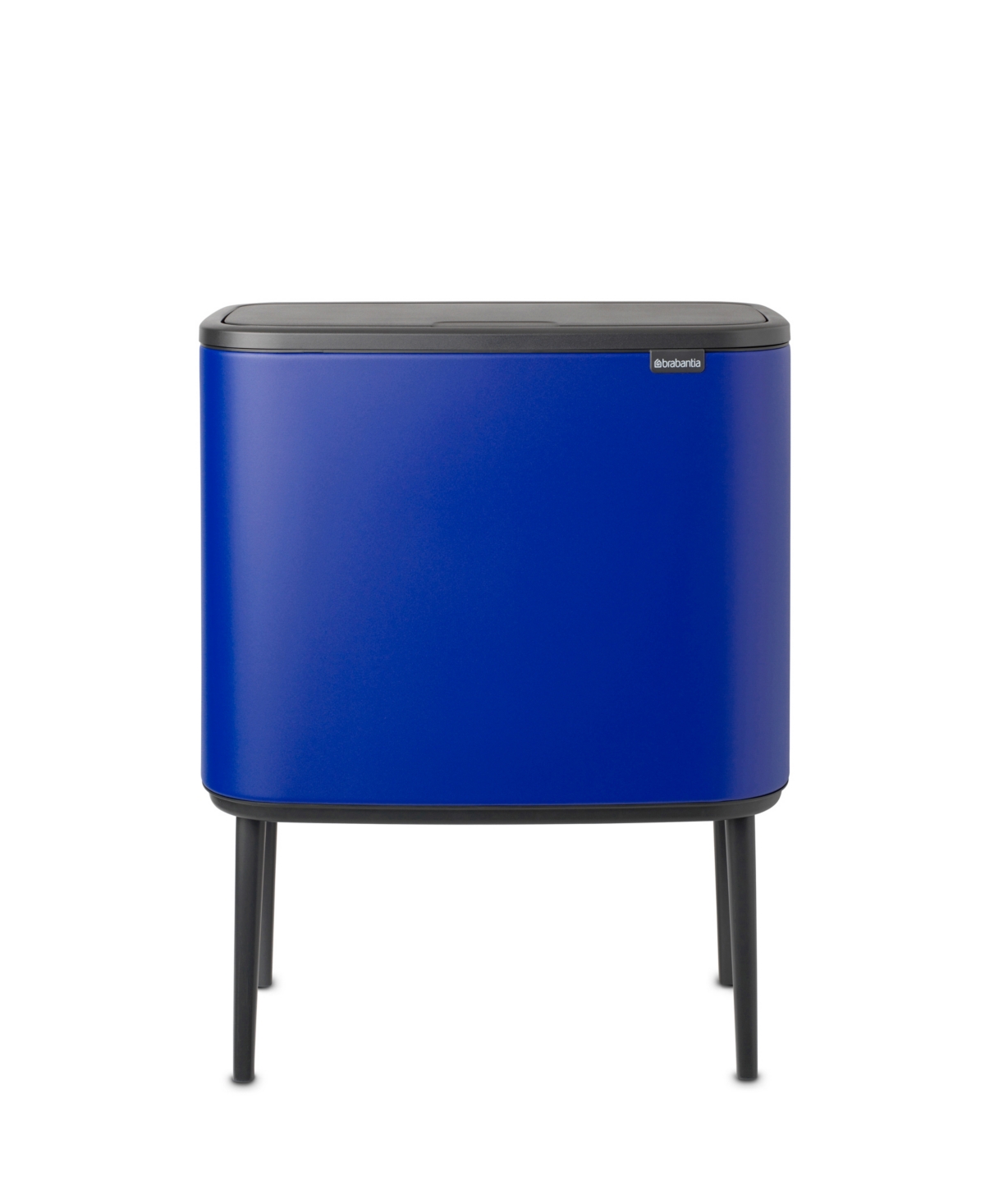 Brabantia Bo Touch Top Dual Compartment Trash Can, 3 Plus 6 Gallon, 11 Plus 23 Liter In Mineral Powerful Blue