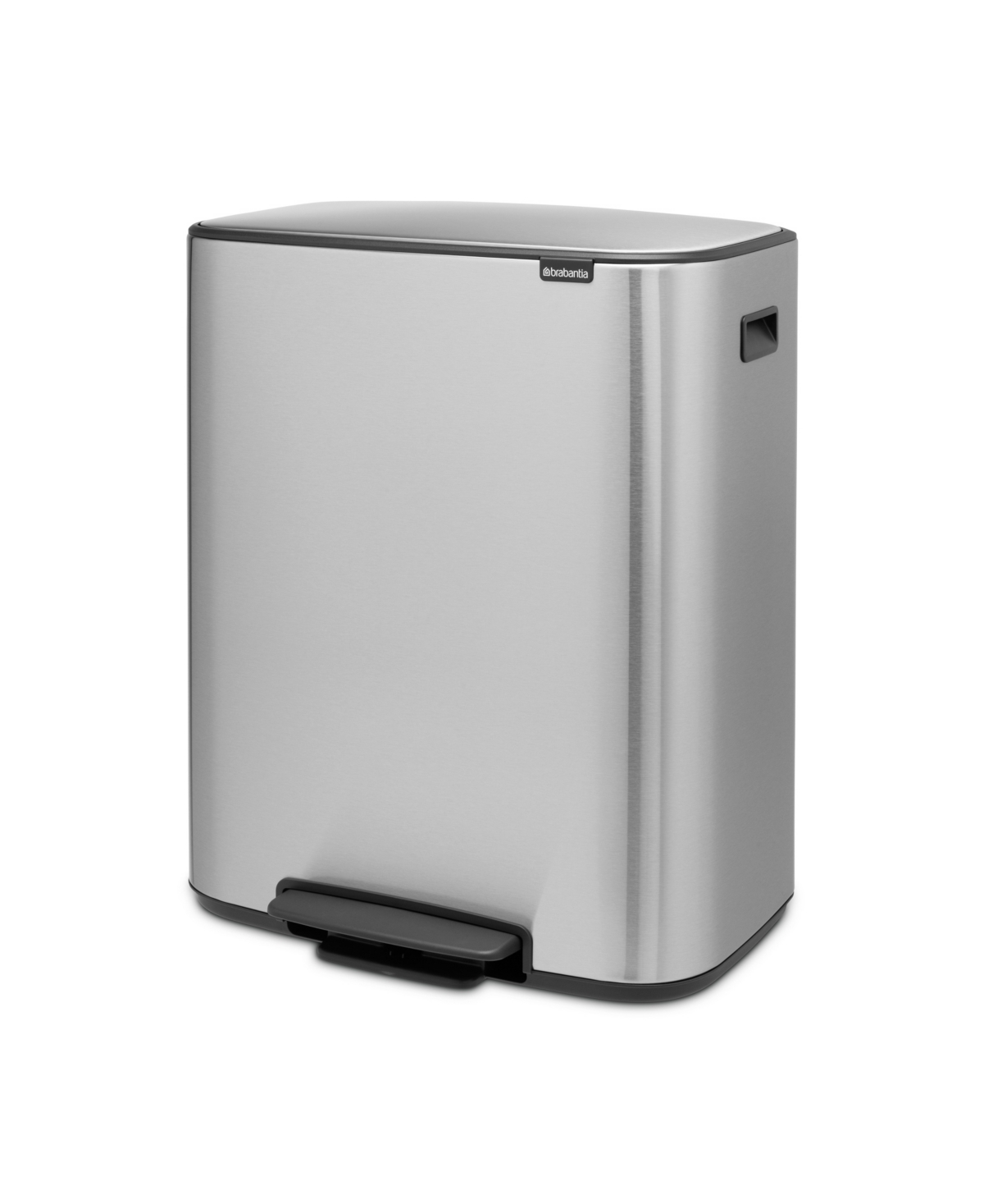 Brabantia Bo Step On Dual Compartment Trash Can, 2 X 8 Gallon, 2 X 30 Liter In Matte Steel Fingerprint Proof