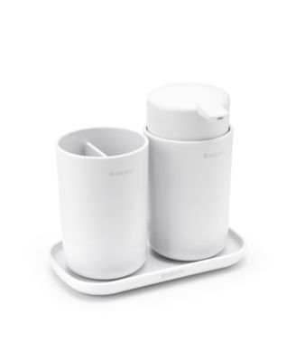 Renew Bathroom Accessory Set of&nbsp; 3 - Soap Dispenser, Toothbrush Holder and Tray