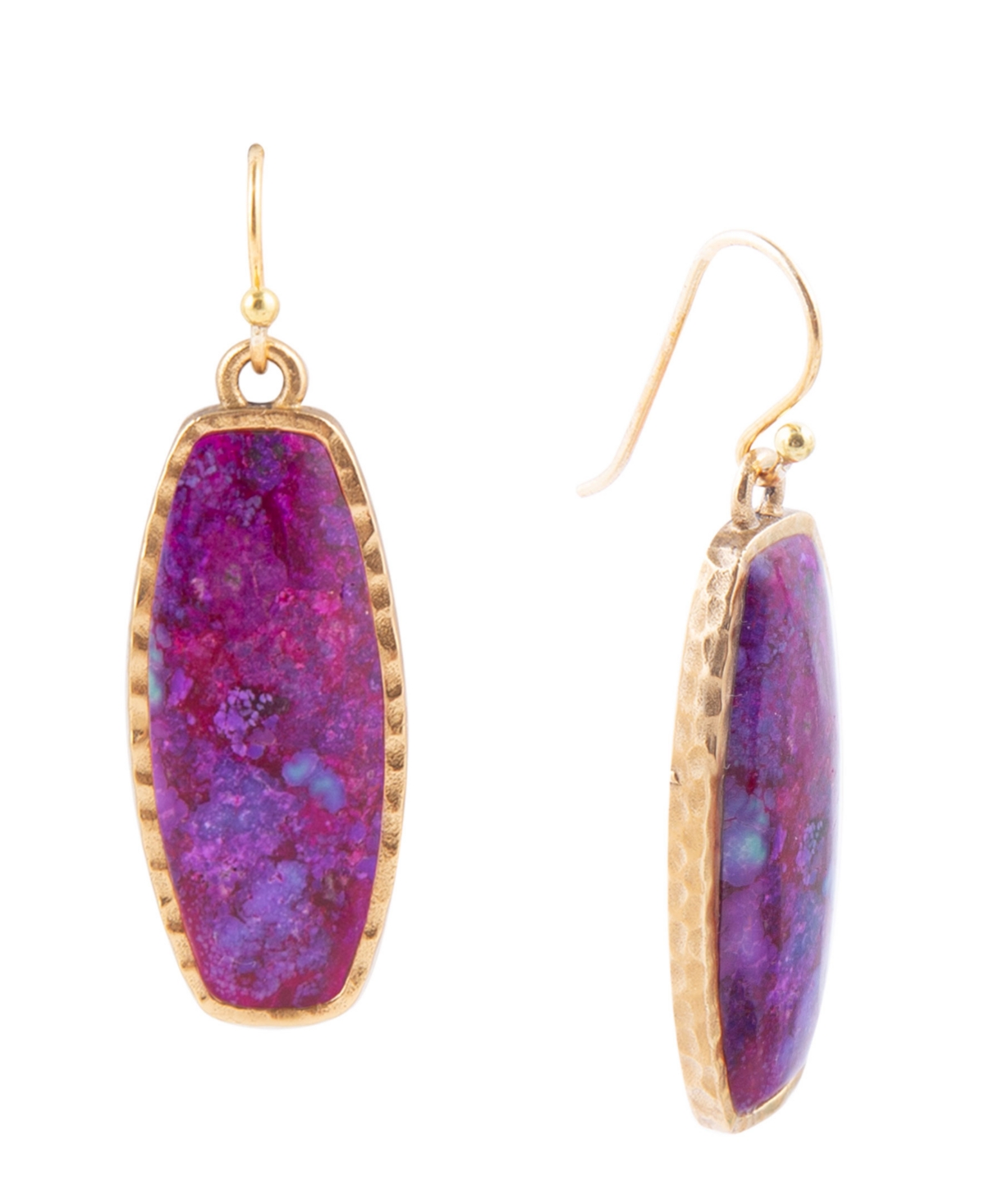 Barse Odyssey Genuine Purple Turquoise Long Rectangle Statement Earrings