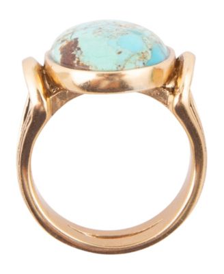 Phoenix Genuine Blue Turquoise Oval Ring