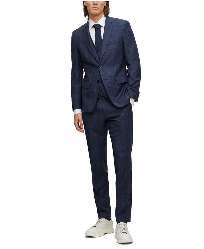 Hugo Boss Men's Checked Three-Piece Slim-Fit Suit - Macy's