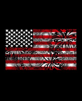 Men's Word Art American Flag Fireworks Long Sleeve T-shirt