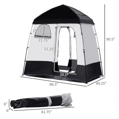 Two Room Pop Up Shower Tent w/ Shower Bag, Floor & Carry Bag,