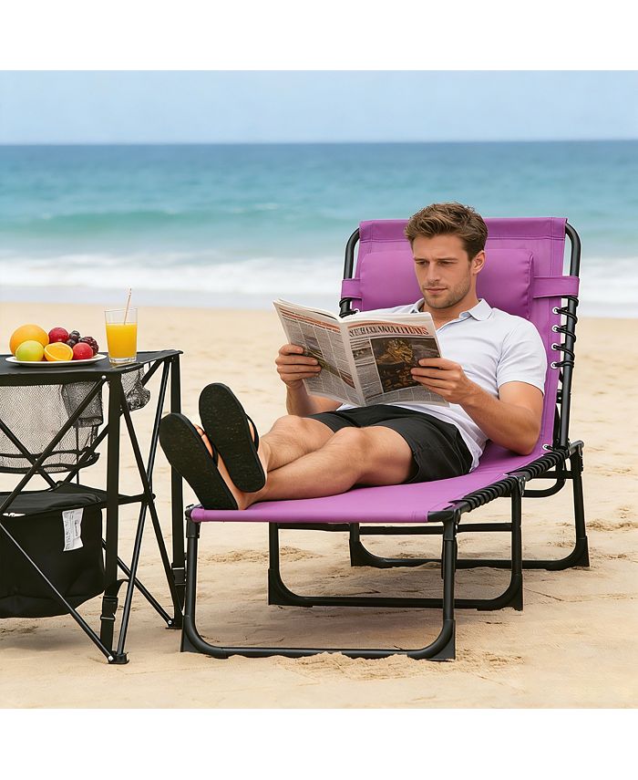 Outsunny Outdoor Folding Chaise Lounge Chair Portable Lightweight