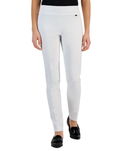 Женские брюки I.N.C. International Concepts Mid-Rise Petite Tummy-Control Skinny Pants, Petite & Petite Short, цвет: Яркий белый