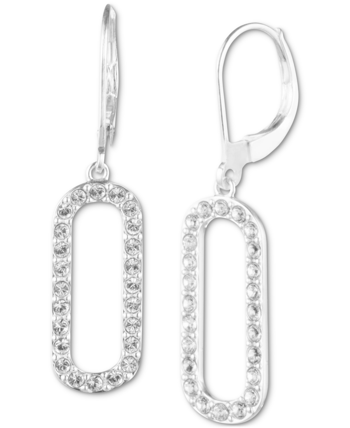 Lauren Ralph Lauren Crystal Pave Link Leverback Drop Earrings in Sterling Silver - Sterling Silver