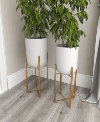 Metal Indoor Outdoor Dome Planter with Removable Stand Set of 2