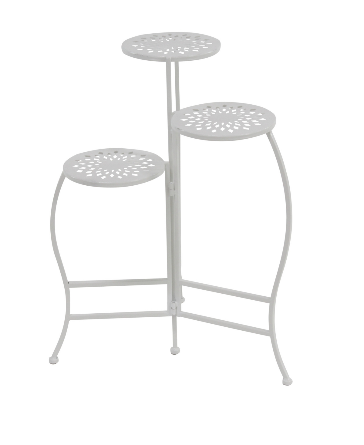 Metal Indoor Outdoor 3 Tier Floral Plant Stand - White