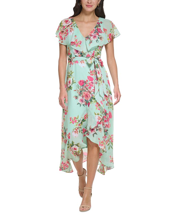 Jessica Howard Women's Floral-Print Faux-Wrap Dress - Macy's