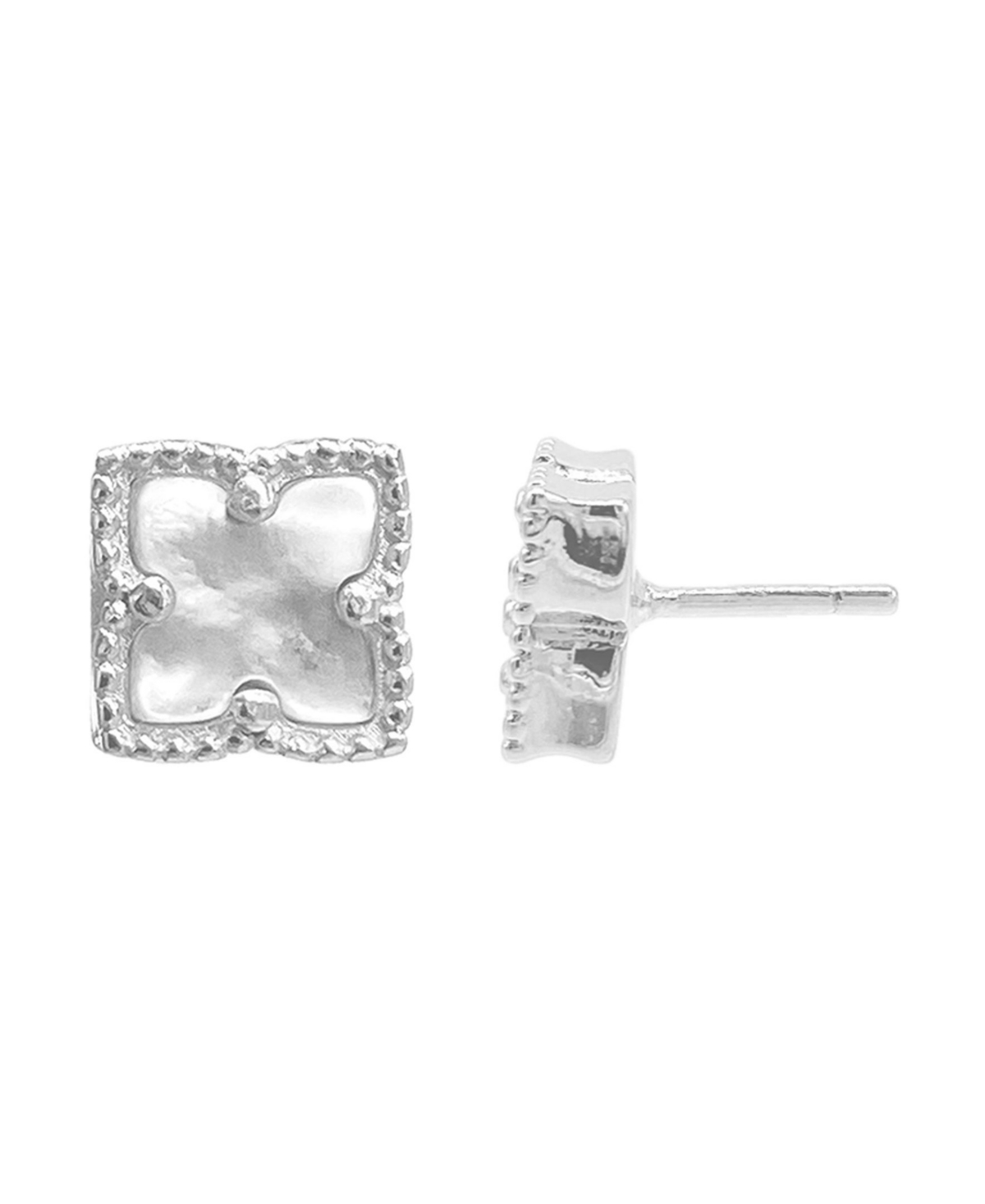 Shop Adornia Silver Plated Flower White Imitation Mother Of Pearl Stud Earrings