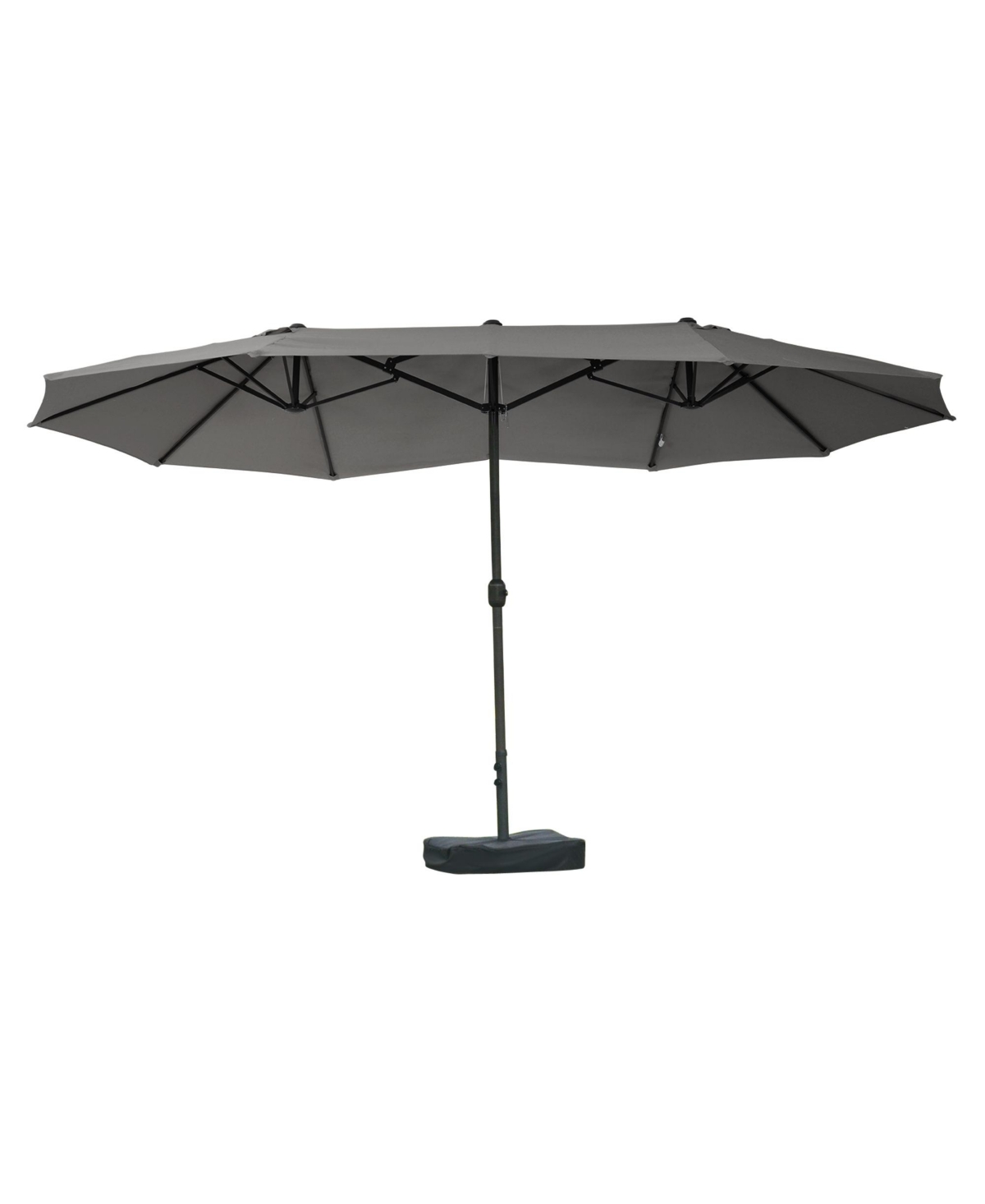 Patio Umbrella 15' Steel Rectangular Outdoor Double Sided Market with base, Uv Sun Protection & Easy Crank for Deck Pool Patio, Dark Gray - D