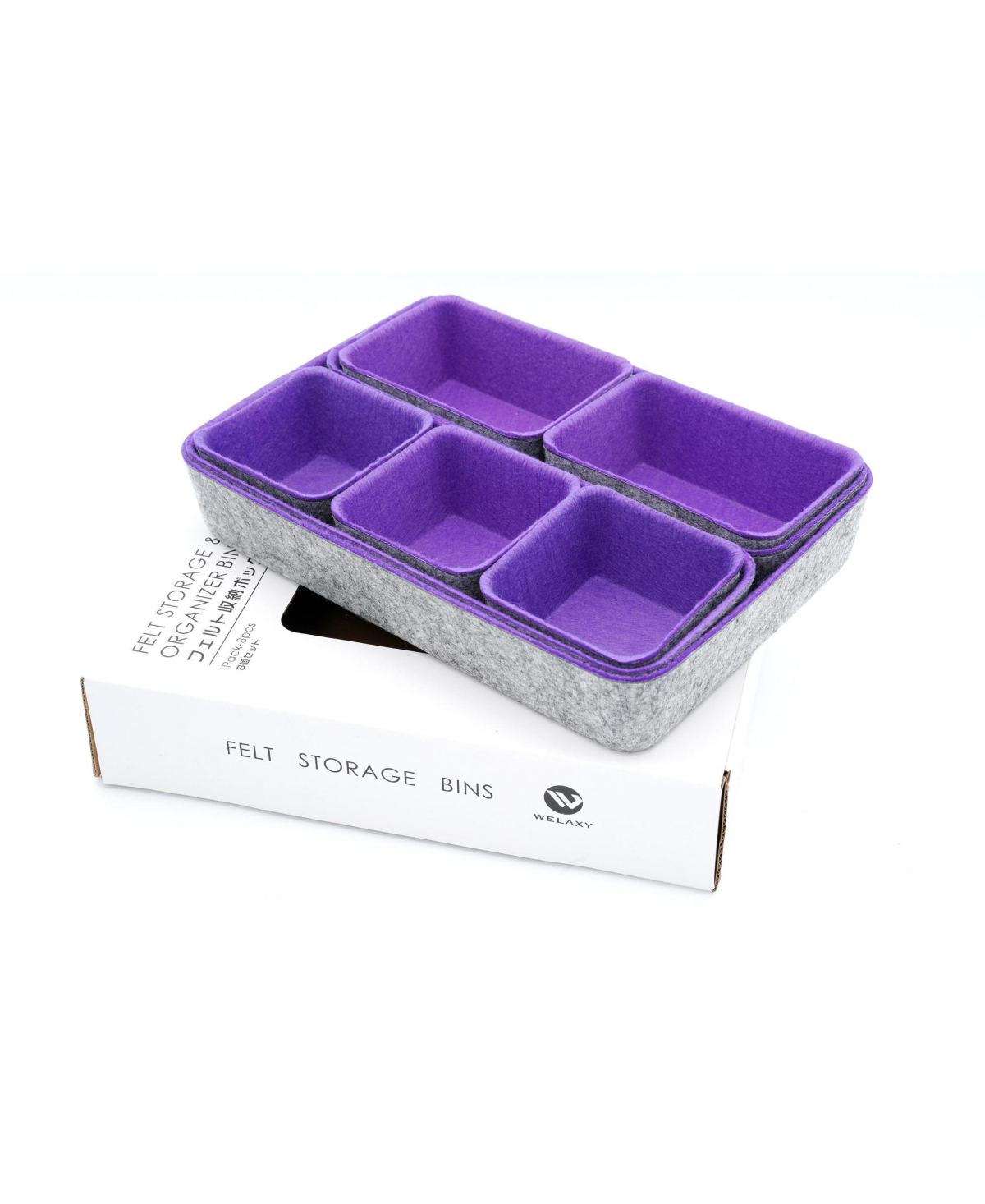 Felt 8 Piece Drawer Organizer Tray Set - Purple
