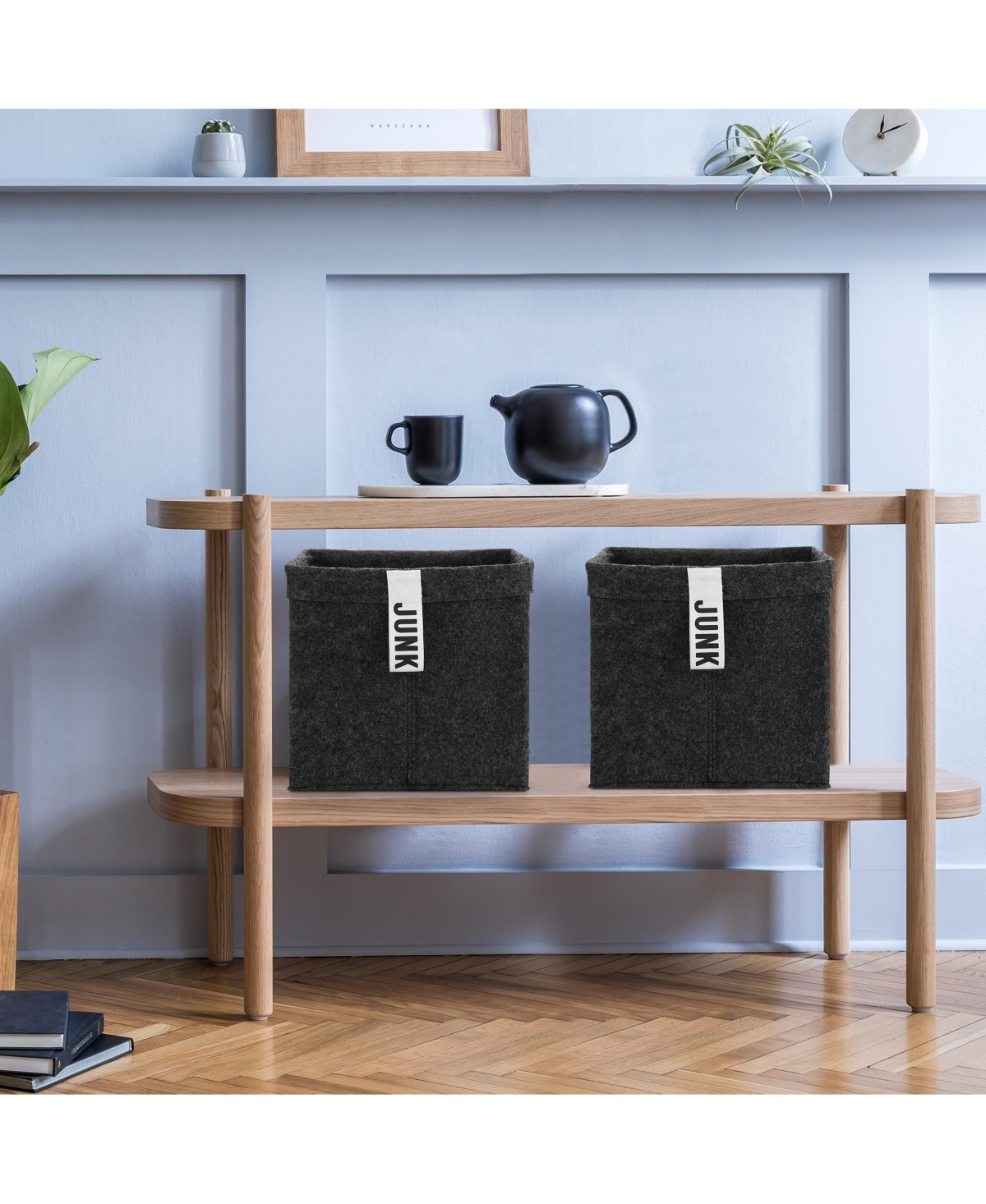 Shop Welaxy 3 Piece Collapsible Square Storage Bins With Printed Handles In Charcoal
