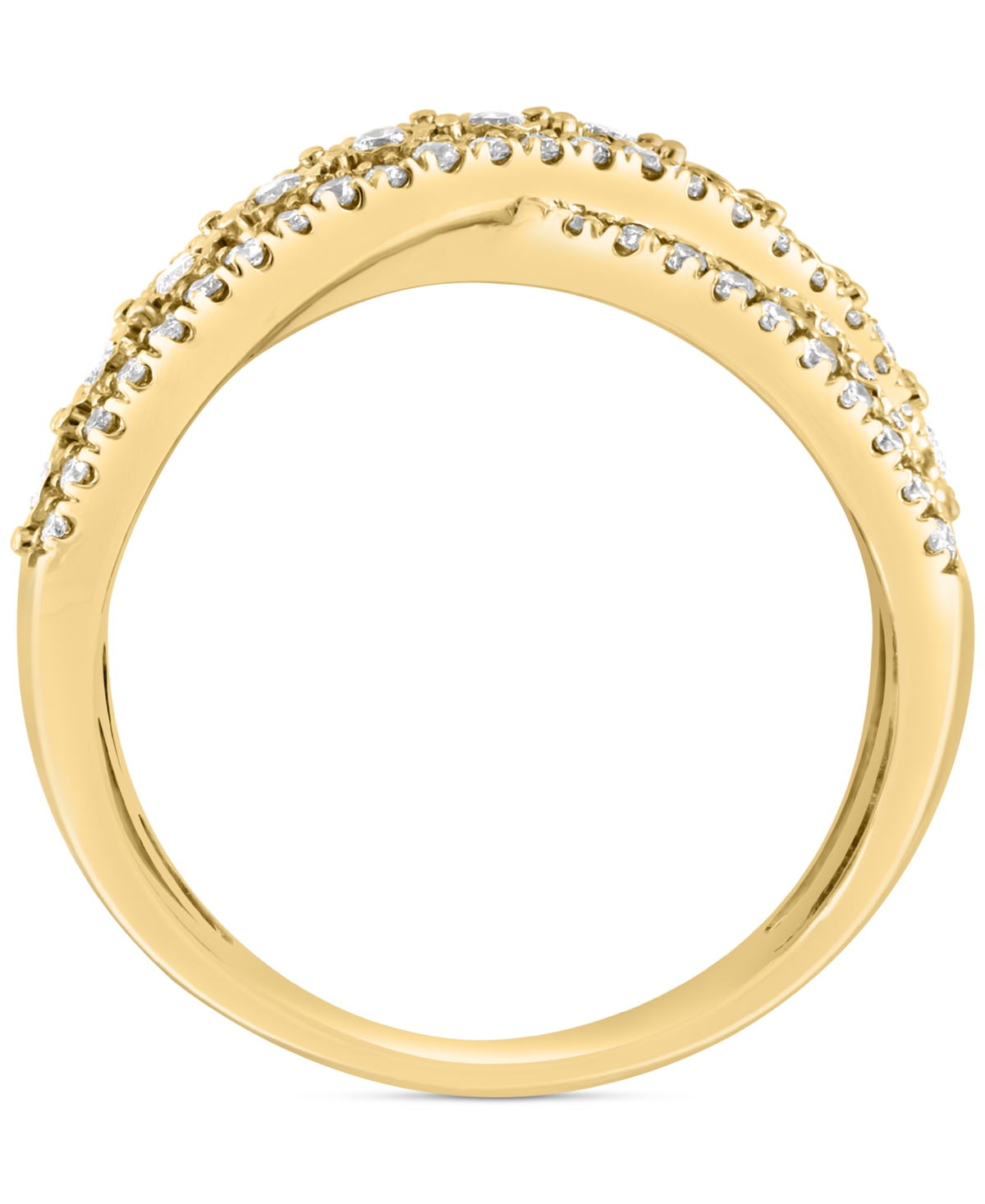 Effy Diamond Round & Baguette Crossover Statement Ring in White Gold (3/4 ct. t.w.) (Also available in 14k Gold)