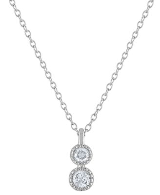 Macy's - Diamond Double Drop Pendant Necklace (1/5 ct. t.w.) in Sterling Silver, 16" + 2" extender