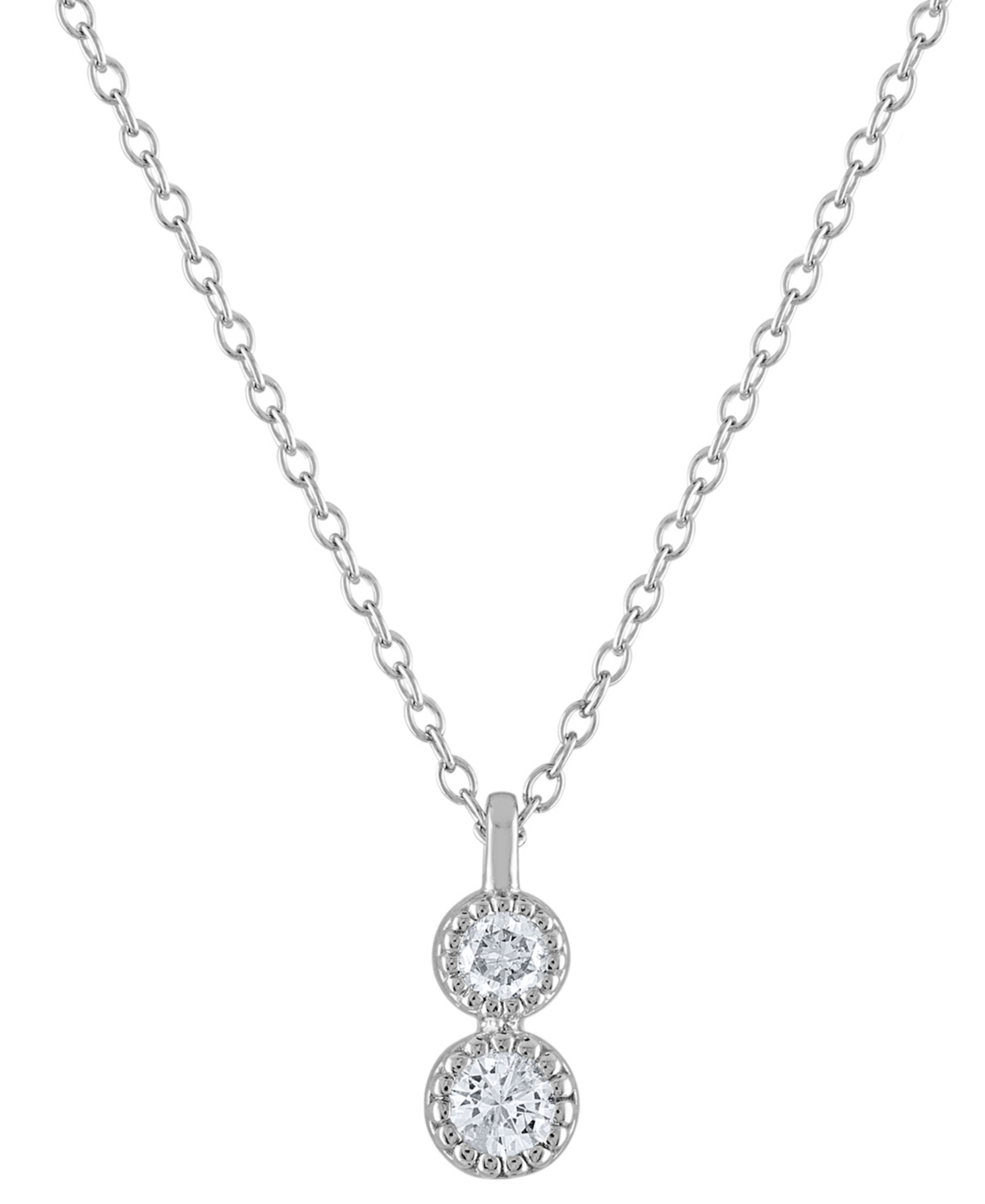 Macy's Diamond Double Drop Pendant Necklace (1/5 Ct. T.w.) In Sterling Silver, 16" + 2" Extender