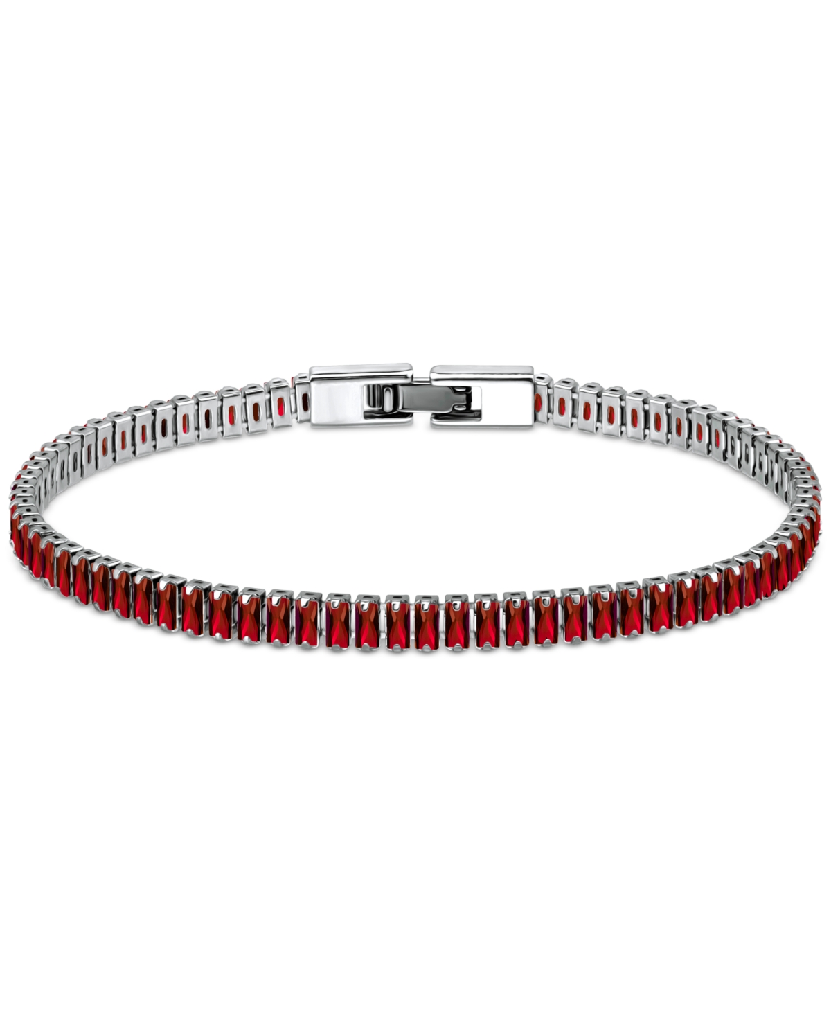 Giani Bernini Cubic Zirconia Baguette Tennis Bracelet In Sterling Silver, Created For Macy's In Red