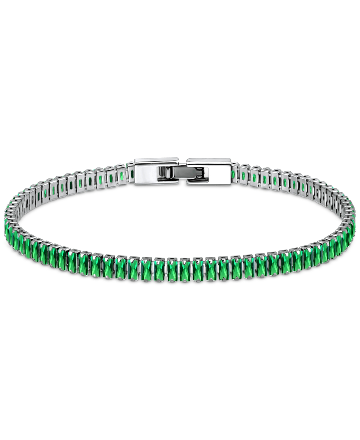 Giani Bernini Cubic Zirconia Baguette Tennis Bracelet In Sterling Silver, Created For Macy's In Green
