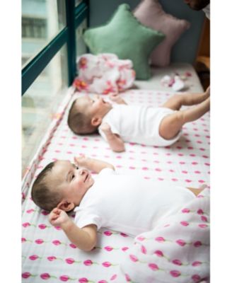 Baby Certified Organic Muslin Four-Layer Reversible All Season Snug Blanket, Lotus